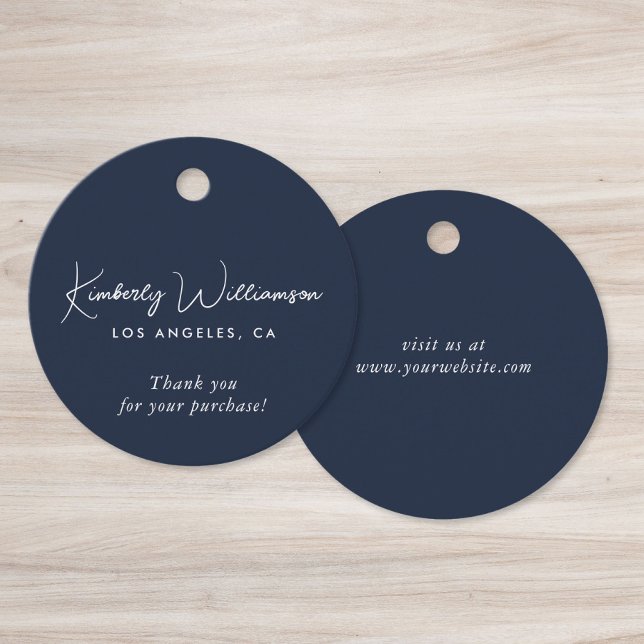 Chic Script Business Blue Thank You Gift Tag (Chic Script Business Blue Thank You Gift Tag)