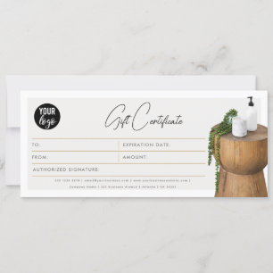 Chic Script Business Logo Gift Certificate Voucher