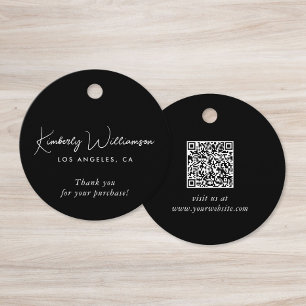 Chic Script Business QR Code Thank You Gift Tag