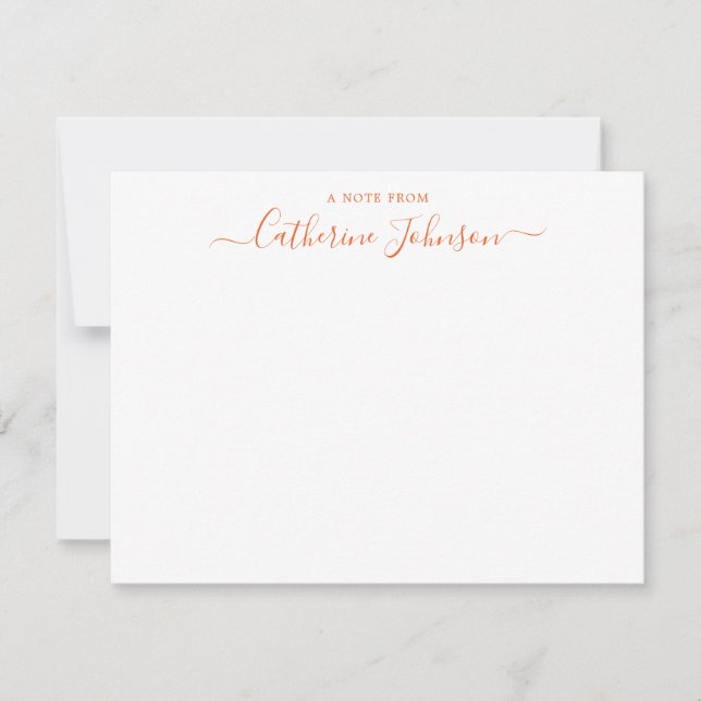Chic Script Calligraphy A Note From Autumn Orange Card (Front)