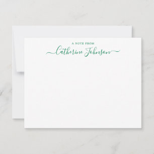 Chic Script Calligraphy A Note From Forest Green Card