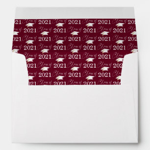 Chic Script Class of 2021 Graduation Cap Maroon Envelope