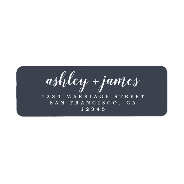 Chic Script Dark Blue Mariage Adresse de retour (Devant)