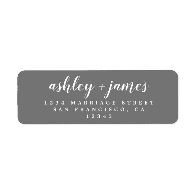 Chic Script Dark Grey Mariage Adresse de retour (Devant)