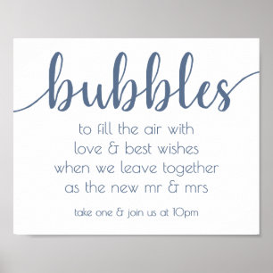 Chic Script   Dusty Blue Bubble Send-Off Table Poster