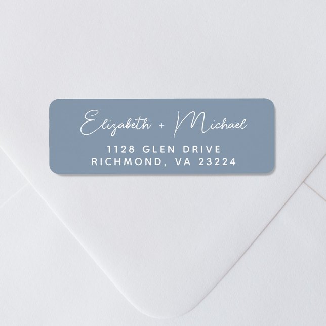 Chic Script Dusty Blue Mariage Adresse de retour (Créateur téléchargé)