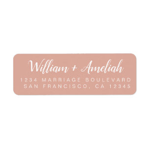 Chic Script Dusty Pink Wedding Return Address