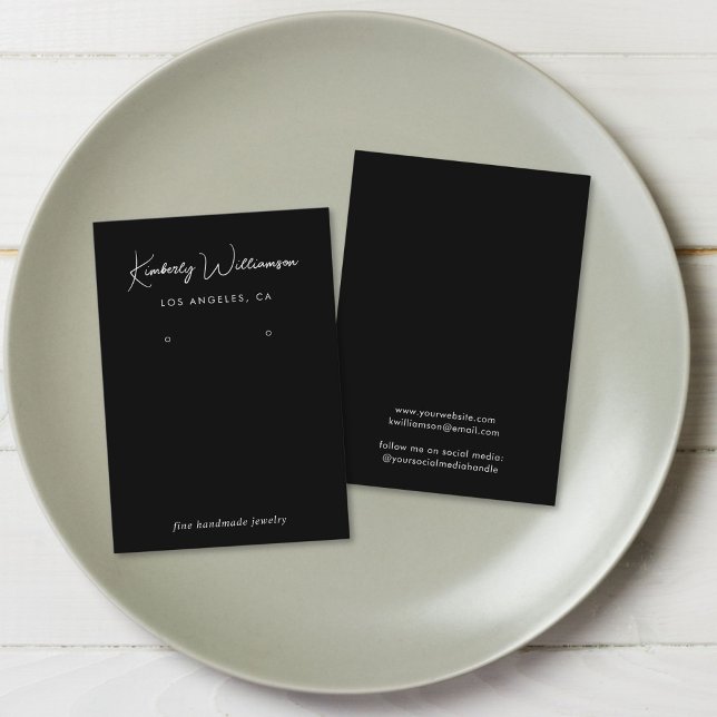 Chic Script Earring Black Jewellery Display Card (Empower your name in our signature script as your logo and brand identity)