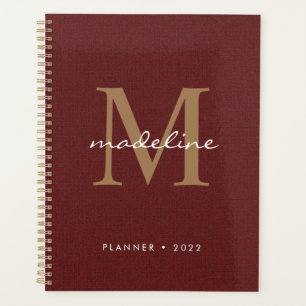 Chic Script élégant Tweed Red Gold Monogramme