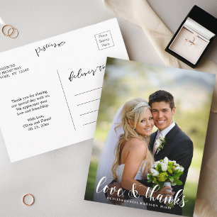 Chic Script Elegant Wedding Thank You Photo Postcard