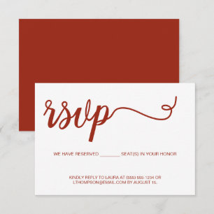 Chic Script email RSVP Reserved Seat Wedding Card