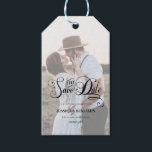 Chic Script Faux Vellum Effect Photo Save The Date Gift Tags<br><div class="desc">Modern and elegant design printed Chic Script Faux Vellum Effect Photo Save The Date Gift Tags that can be customized with your text. Please click the "Customize it" button and use our design tool to modify this template. Check out the Graphic Art Design store for other products that match this...</div>