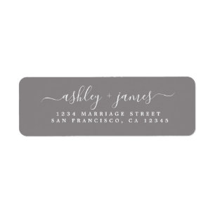 Chic Script Flannel Grey Wedding Return Address