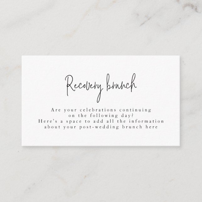 Chic Script Font Post-Wedding Brunch  Enclosure Card (Front)