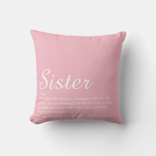 Chic Script Fun Pink Best Sister Ever Definition Throw Pillow