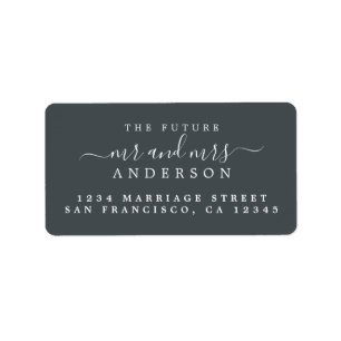 Chic Script Future Mr Mrs Black Wedding Address Label