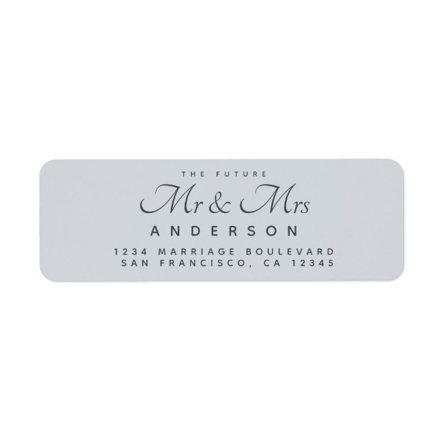 Chic Script Future Mr Mrs Blue Return Address (Front)