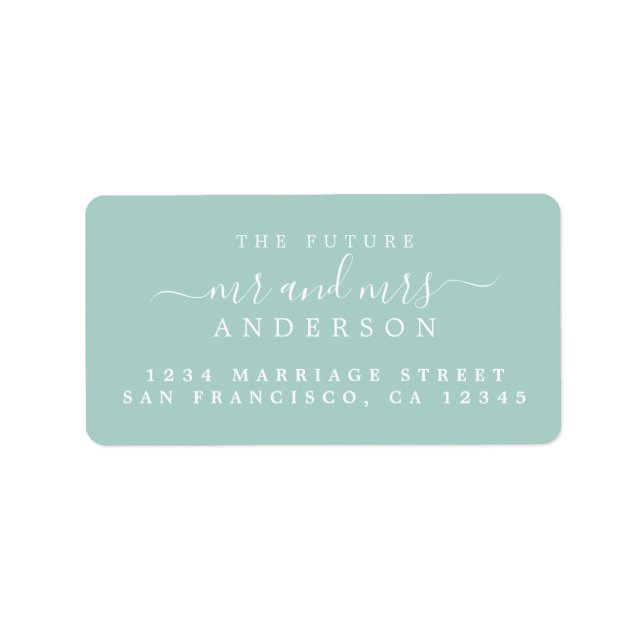 Chic Script Future Mr Mrs Blue Wedding Address Label (Front)