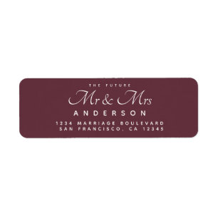 Chic Script Future Mr Mrs Burgundy Return Address