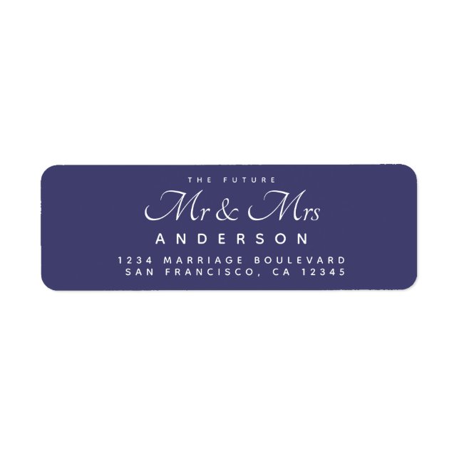 Chic Script Future Mr Mrs Navy Blue Return Address (Front)