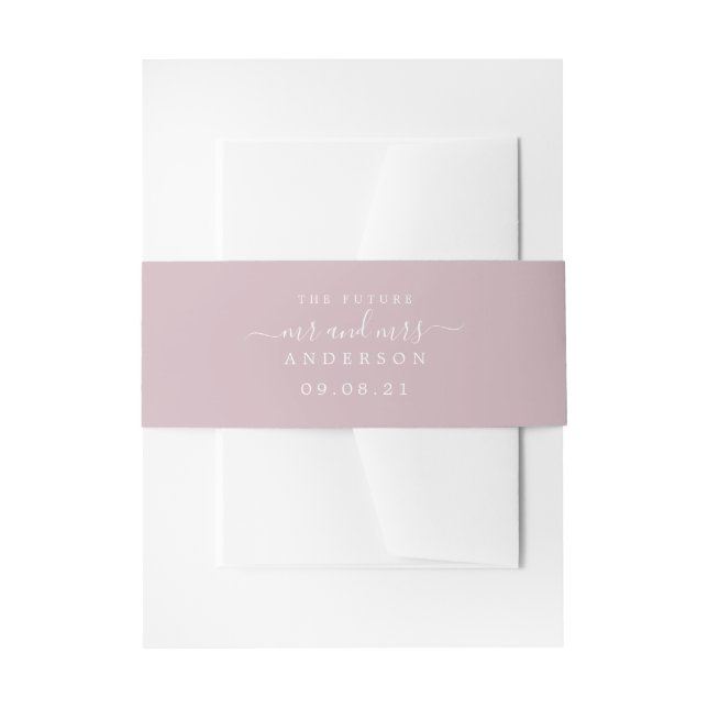 Chic Script Future Mr Mrs Pastel Purple Wedding Invitation Belly Band (Front Example)