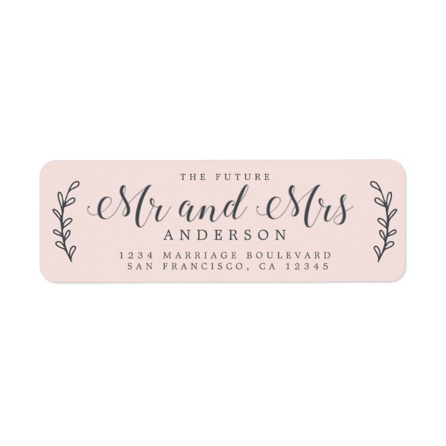 Chic Script Future Mr Mrs Pink Return Address (Front)