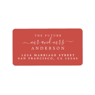 Chic Script Future Mr Mrs Red Return Address Label