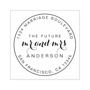 Chic Script Future Mr Mrs Round Return Address Rub Rubber Stamp