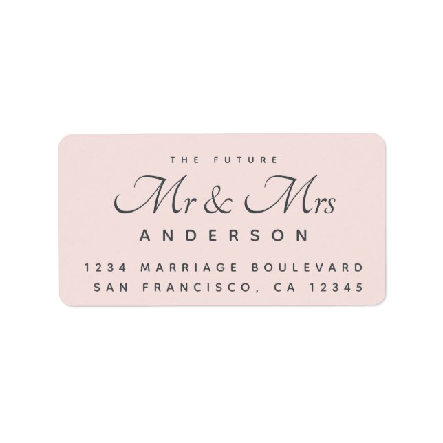 Chic Script Future Mr Mrs Wedding Address Label (Front)