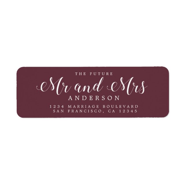 Chic Script Future Mr Mrs Wedding Return Address (Front)