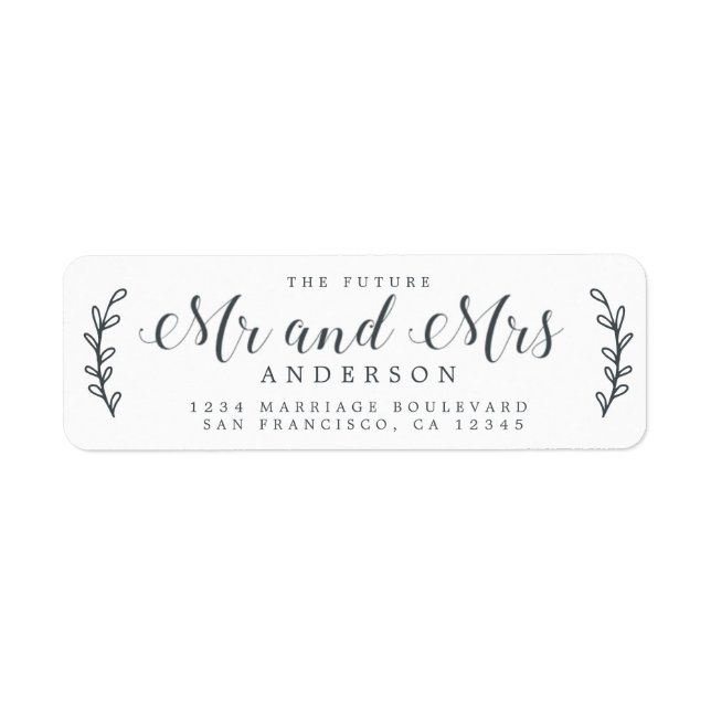 Chic Script Future Mr Mrs Wedding Return Address (Front)