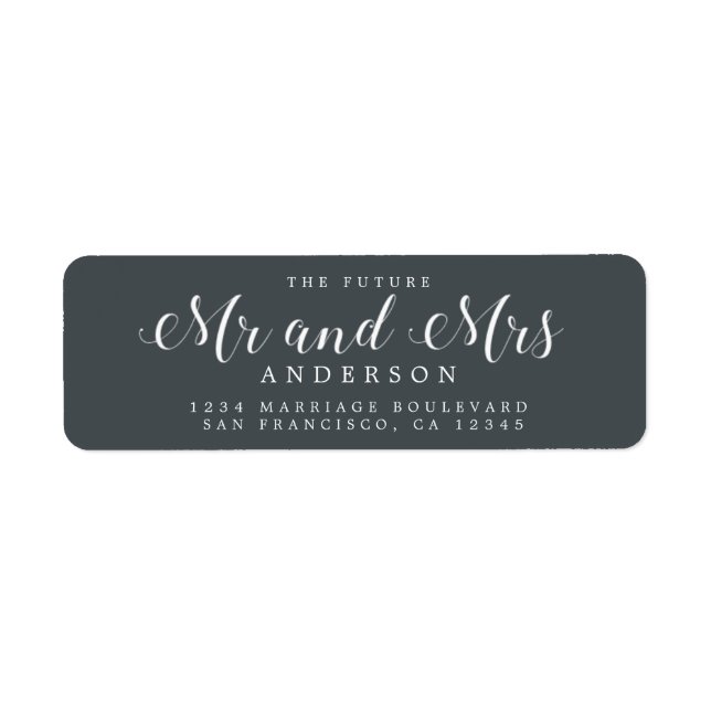 Chic Script Future Mr Mrs Wedding Return Address (Front)
