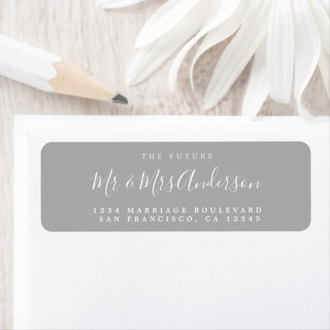Chic Script Future Mr Mrs Wedding Return Address (Insitu)