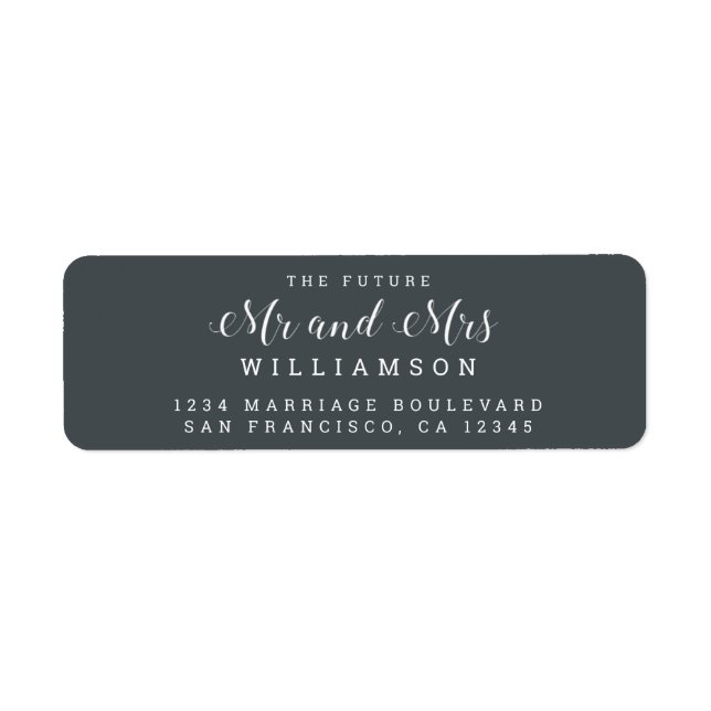 Chic Script Future Mr Mrs Wedding Return Address (Front)