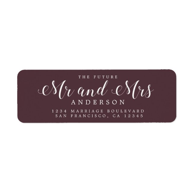 Chic Script Future Mr Mrs Wedding Return Address (Front)