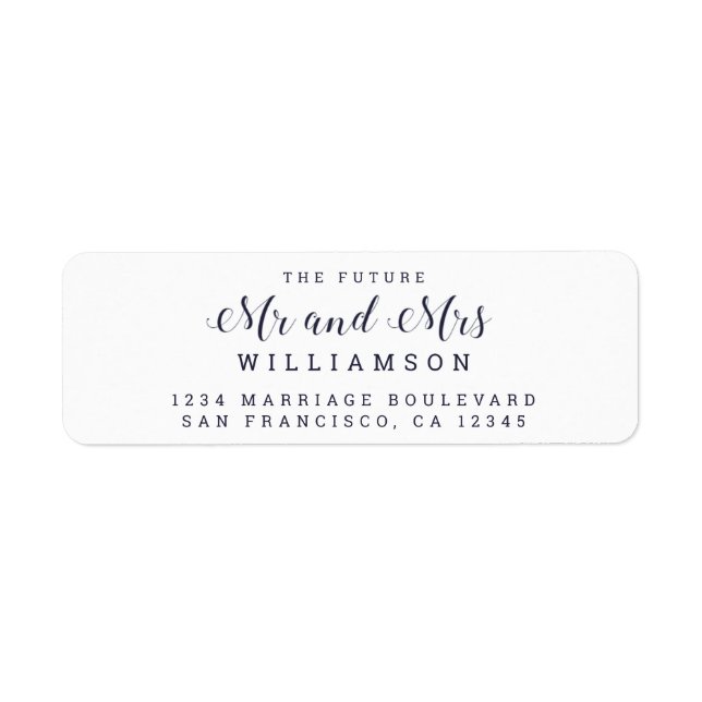 Chic Script Future Mr Mrs Wedding Return Address (Front)
