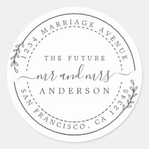 Chic Script Future Mr Mrs Wedding Return Address C Classic Round Sticker