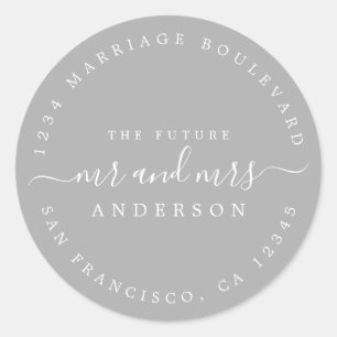 Chic Script Future Mr Mrs Wedding Return Address Classic Round Sticker