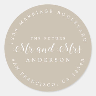 Chic Script Future Mr Mrs Wedding Return Address Classic Round Sticker