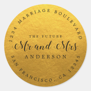 Chic Script Future Mr Mrs Wedding Return Address Classic Round Sticker