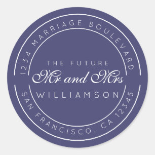 Chic Script Future Mr Mrs Wedding Return Address Classic Round Sticker