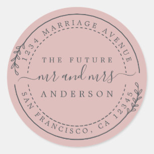 Chic Script Future Mr Mrs Wedding Return Address Classic Round Sticker