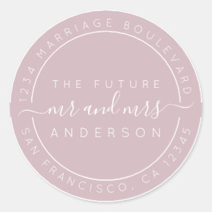Chic Script Future Mr Mrs Wedding Return Address Classic Round Sticker