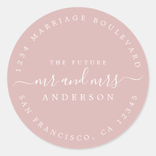 Chic Script Future Mr Mrs Wedding Return Address Classic Round Sticker