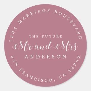 Chic Script Future Mr Mrs Wedding Return Address Classic Round Sticker