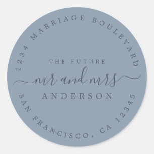 Chic Script Future Mr Mrs Wedding Return Address Classic Round Sticker