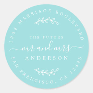 Chic Script Future Mr Mrs Wedding Return Address Classic Round Sticker