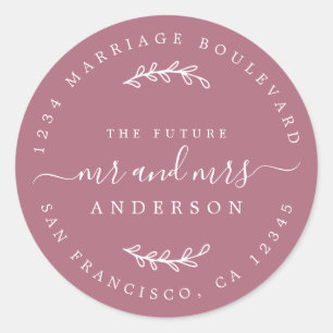 Chic Script Future Mr Mrs Wedding Return Address Classic Round Sticker