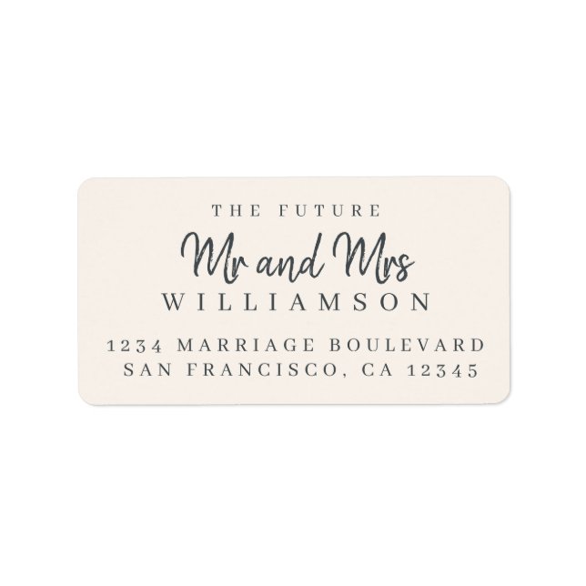 Chic Script Future Mr Mrs Wedding Return Address Label (Front)