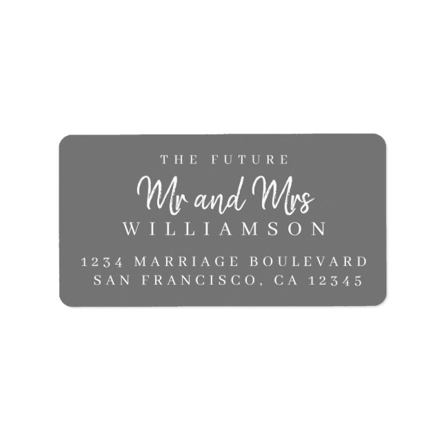 Chic Script Future Mr Mrs Wedding Return Address Label (Front)